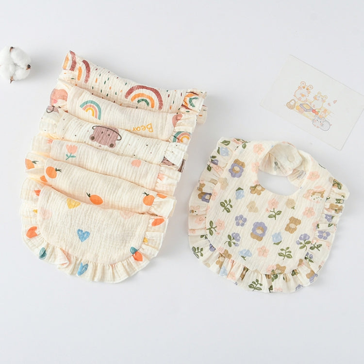 Baby Feeding Bib Ruffle Infants Saliva Towel Soft Cotton Burp Cloth, Style: Little Tiger