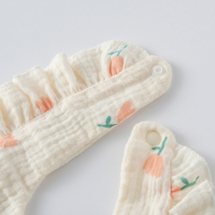 Baby Feeding Bib Ruffle Infants Saliva Towel Soft Cotton Burp Cloth, Style: Pink Rose