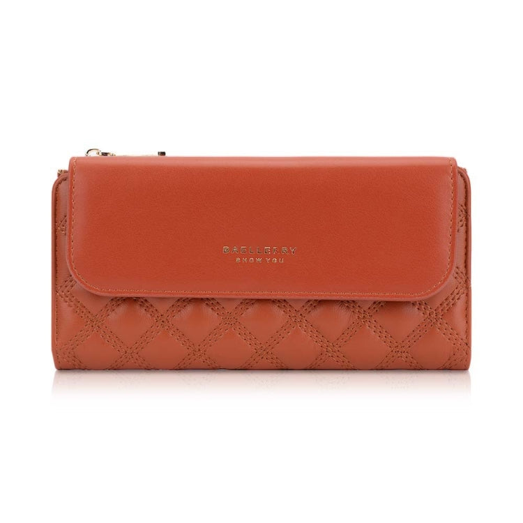 Baellerry N2403 Ladies Long Wallet with Multiple Card Slots Large Capacity Tri-fold Clutch Bag, Color: Brown