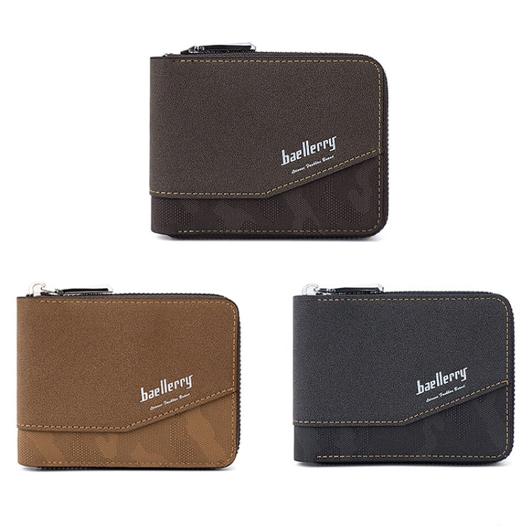 Baellerry D5106 RFID Anti-theft Retro Zipper Wallet Spliced Short Coin Purse(Coffee)