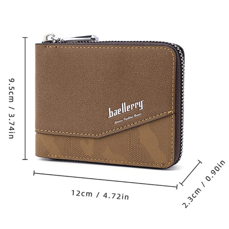 Baellerry D5106 RFID Anti-theft Retro Zipper Wallet Spliced Short Coin Purse(Coffee)