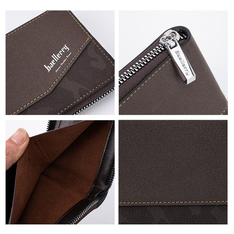 Baellerry D5106 RFID Anti-theft Retro Zipper Wallet Spliced Short Coin Purse(Coffee)