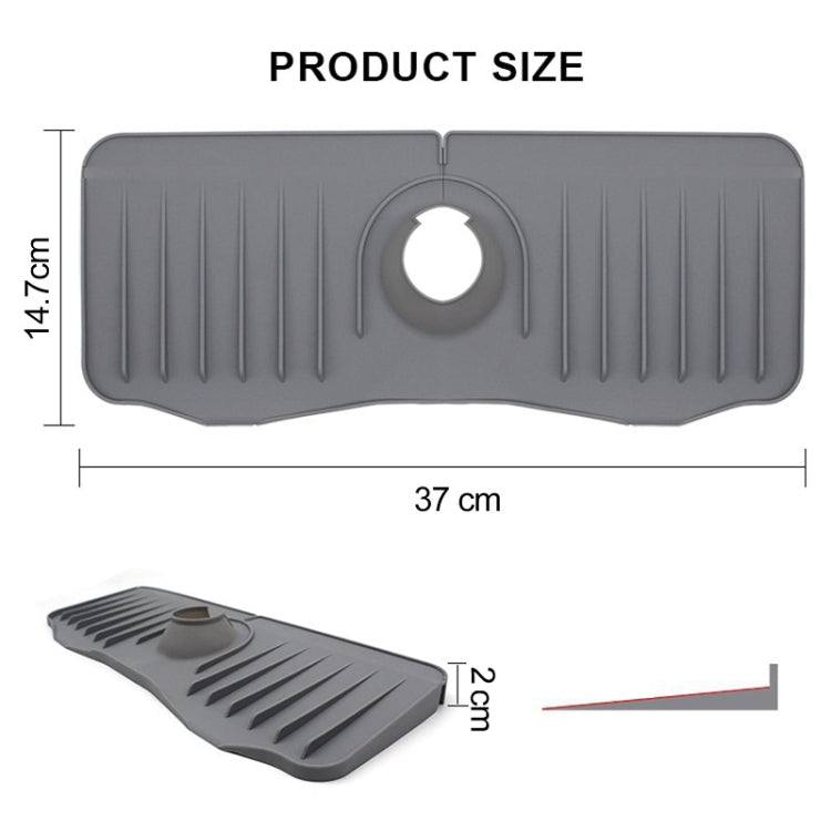 Bathroom Kitchen Silicone Faucet Anti-Splash Drain Mat, Color: Grey(37x14.7x2cm)