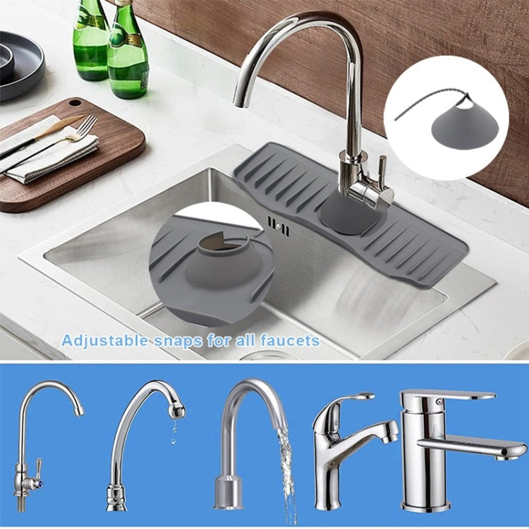 Bathroom Kitchen Silicone Faucet Anti-Splash Drain Mat, Color: Grey(37x14.7x2cm)