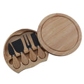 4pcs /Set Round Oak Box Cheese Knife Spatula Stainless Steel Cheese Tools Cutlery, Color: Black