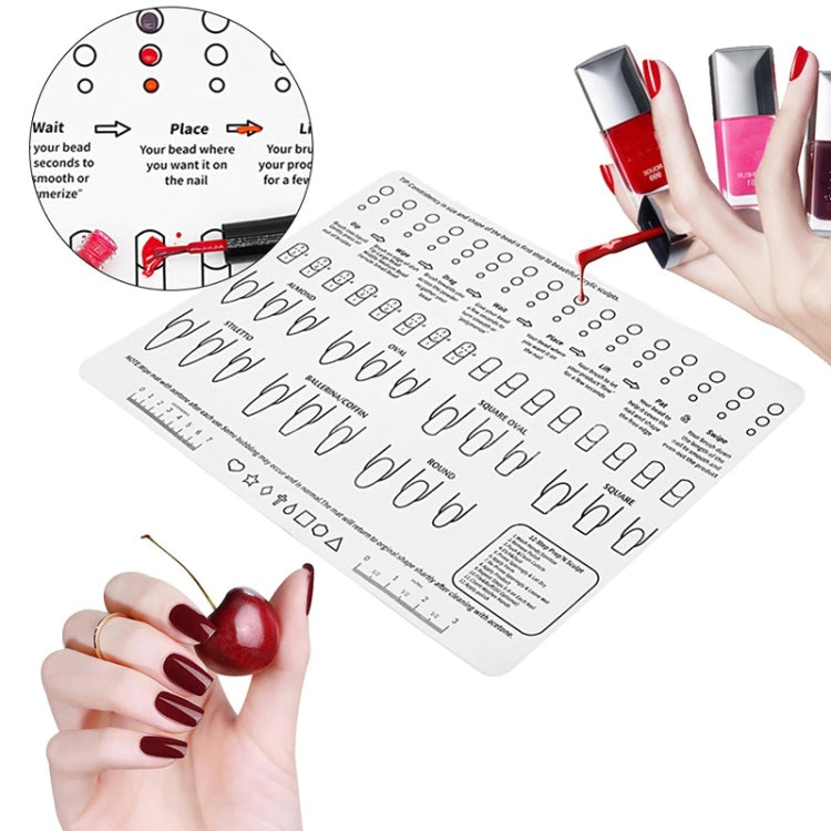 40x30x0.06cm Silicone Manicure Pads Palette Practice Table Mats(White)