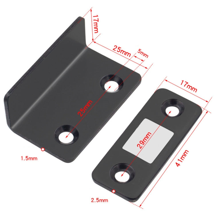90 Degree No-Punch Invisible Door Suction Thin Section Wardrobe Sliding Door Magnetic Suction(Silver)