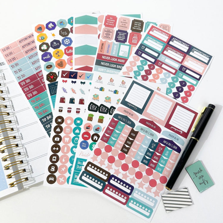 Weekly and Monthly Planner & Sticker Set Schedule Handbook Budget Notebook(JH001)