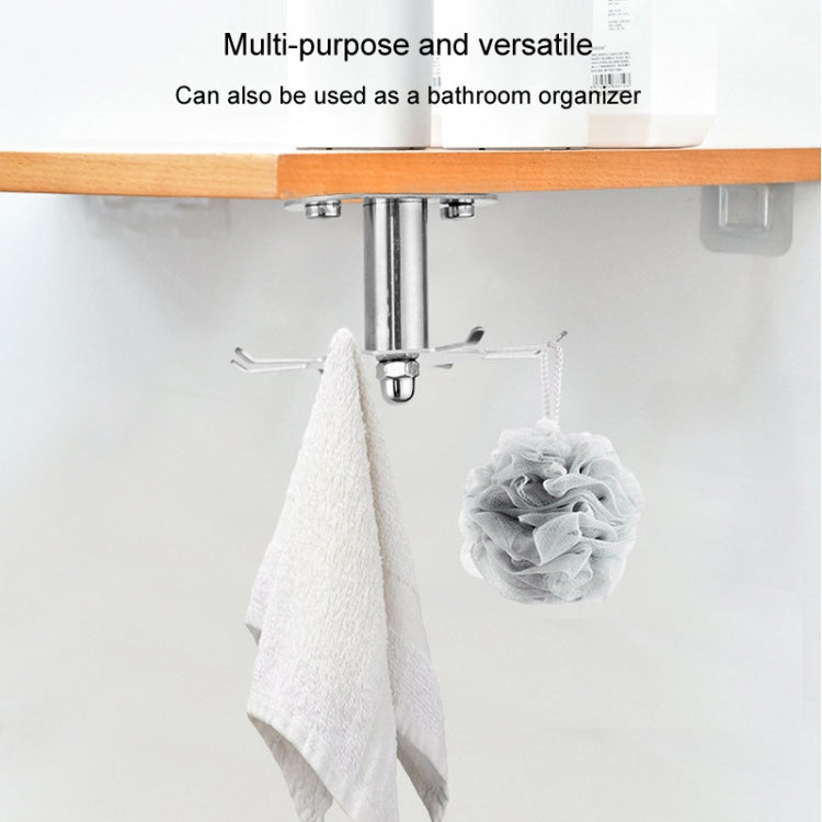Rotating Hook Kitchen Shelf No-Punch Hanging Kitchenware Storage Shelf, Color: Black