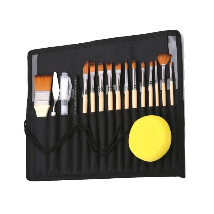 ZHU TING 18pcs /Set Two Color Nylon Bristle Paintbrush Set Painting Watercolor Brushes With Cloth Bag(Black Rod)