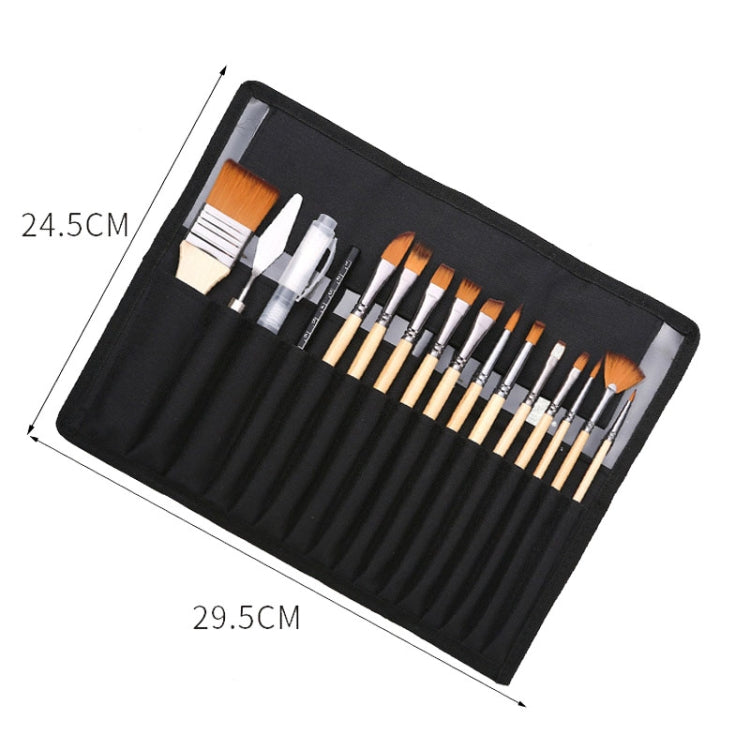 ZHU TING 18pcs /Set Two Color Nylon Bristle Paintbrush Set Painting Watercolor Brushes With Cloth Bag(Black Rod)