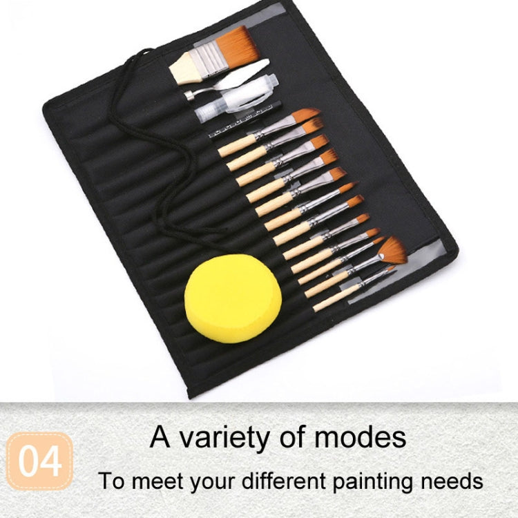ZHU TING 18pcs /Set Two Color Nylon Bristle Paintbrush Set Painting Watercolor Brushes With Cloth Bag(Black Rod)