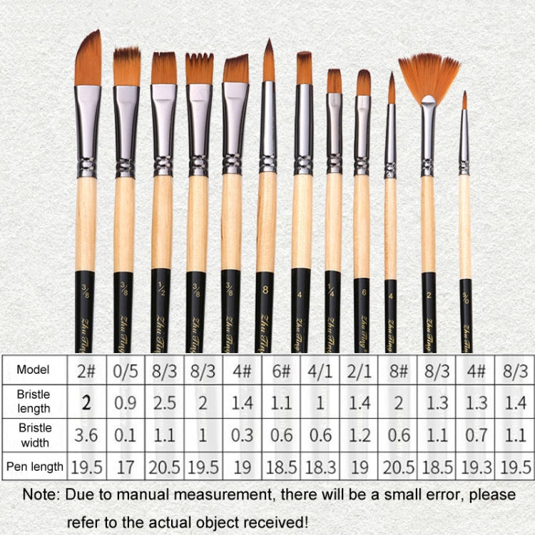 ZHU TING 18pcs /Set Two Color Nylon Bristle Paintbrush Set Painting Watercolor Brushes With Cloth Bag(Black Rod)