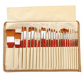 ZHU TING 24pcs /Set Nylon Bristle Paintbrush Set Painting Watercolor Brushes With Cloth Bag(Orange Red Rod)