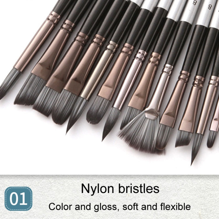 ZHU TING 24pcs /Set Nylon Bristle Paintbrush Set Painting Watercolor Brushes With Cloth Bag(White Rod)