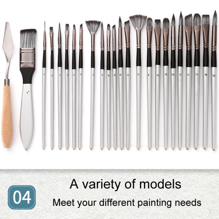 ZHU TING 24pcs /Set Nylon Bristle Paintbrush Set Painting Watercolor Brushes With Cloth Bag(Orange Red Rod)