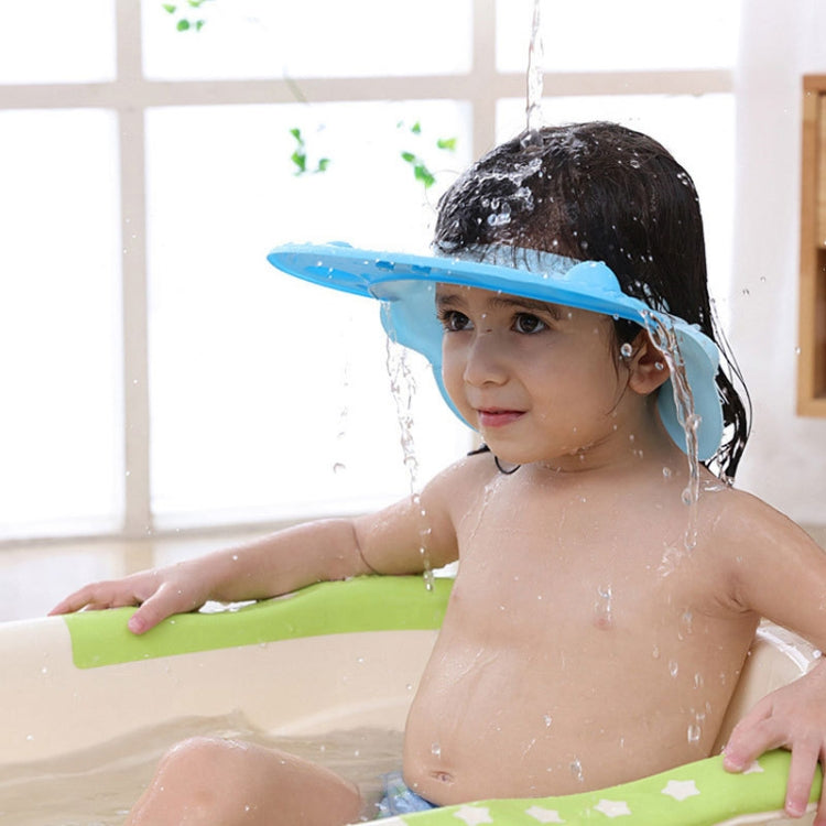 Baby Shampoo Waterproof Ear Protection Adjustable Shower Cap(Blue)