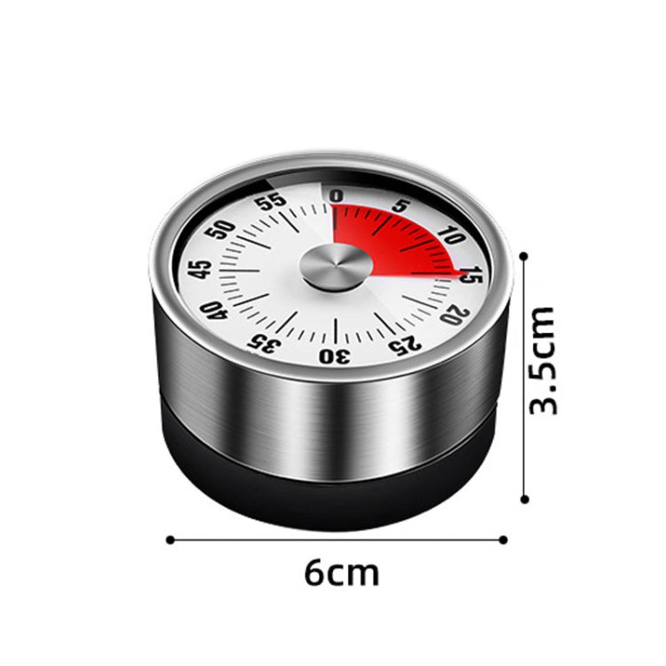 Kitchen Stainless Steel Mechanical Timer Student Time Management Reminder Baking Alarm Clock(Black)