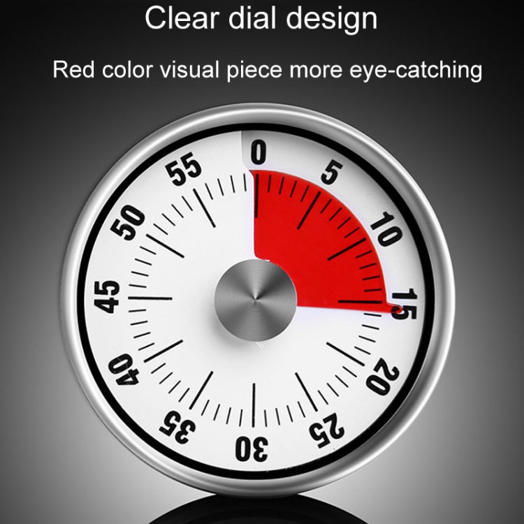 Kitchen Stainless Steel Mechanical Timer Student Time Management Reminder Baking Alarm Clock(Red)