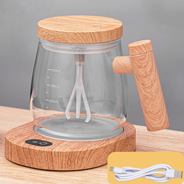 400ml Automatic Stirring Mug Maple Electric Coffee Cup, Style: Rechargeable Transparent Cup+Thermostatic Coaster
