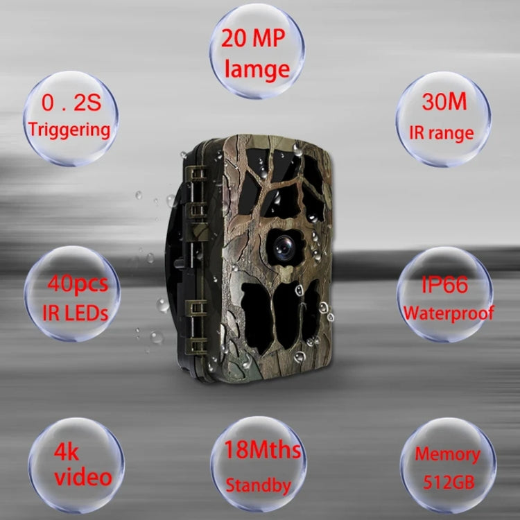 H982 4K Infrared Waterproof Induction Night Vision Monitor Animal HD Outdoor Cameras(Camouflage)