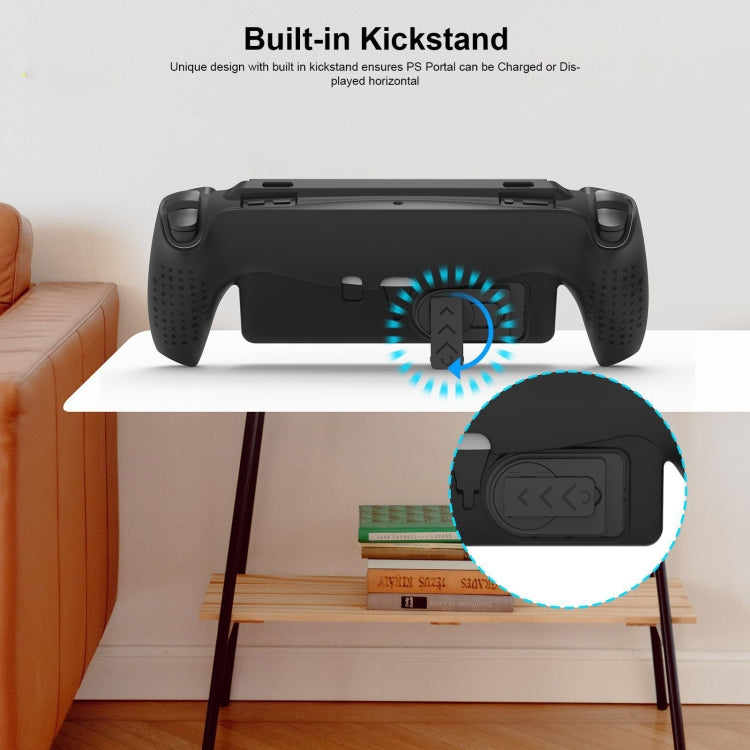 For PlayStation Portal Handle JYS TPU Protective Case With Stand(Black)