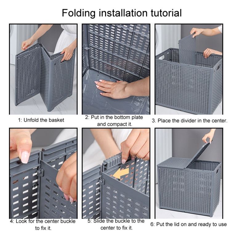 Foldable Dirty Clothes Basket Wall Mounted Bathroom Dirty Clothes Storage Frame Plastic Laundry Basket, Specification: Plus Large White