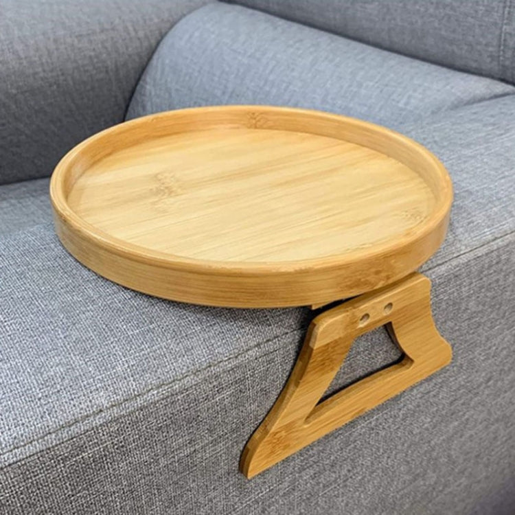 25cm Foldable Sofa Round Tray Home Couch Armrest Pallet, Style: Bamboo