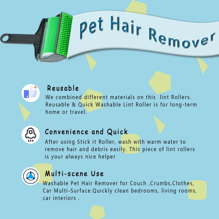 Reusable Pet Hair Remover Cleaning Hair Sticky Roller Washable Lint Remover Clothes Dust Cleaner(Green)