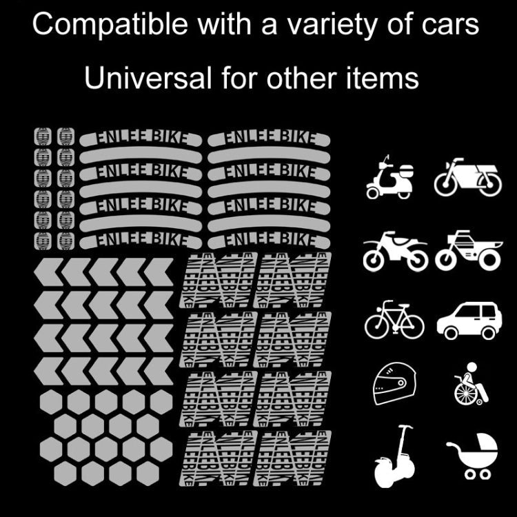 ENLEE E-RS2302 72pcs /Set Multi-Functional Reflective Strip Stickers Bicycle Body Warning Decal(Black)