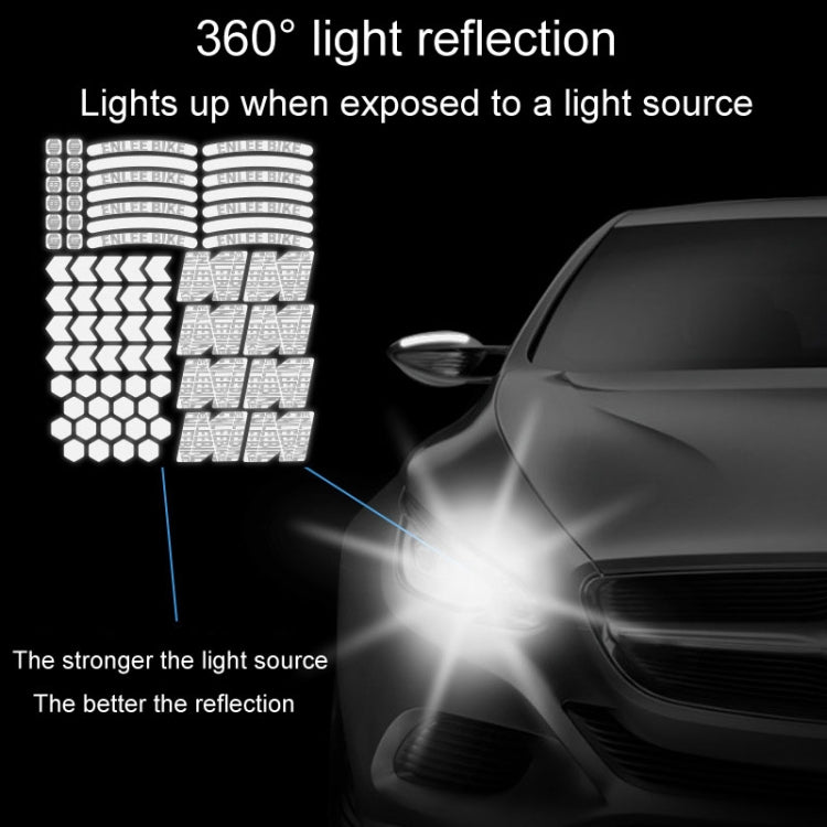 ENLEE E-RS2302 72pcs /Set Multi-Functional Reflective Strip Stickers Bicycle Body Warning Decal(Black)