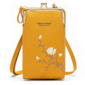 Mini Embroidered Single-shoulder Phone Bag Crossbody Long Ladies Wallet, Color: Yellow