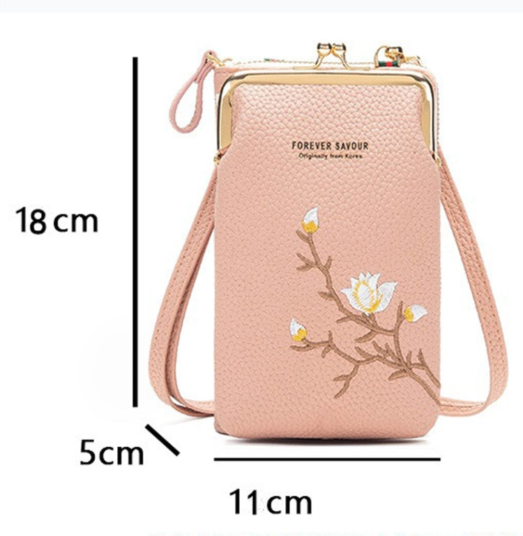 Mini Embroidered Single-shoulder Phone Bag Crossbody Long Ladies Wallet, Color: Yellow