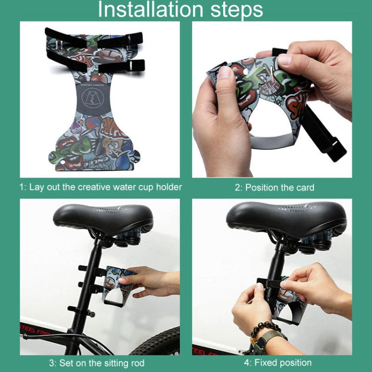 ENLEE Bicycle Water Bottle Cage Mountain Road Bike Universal Folding Water Cup Holder, Model: Graffiti