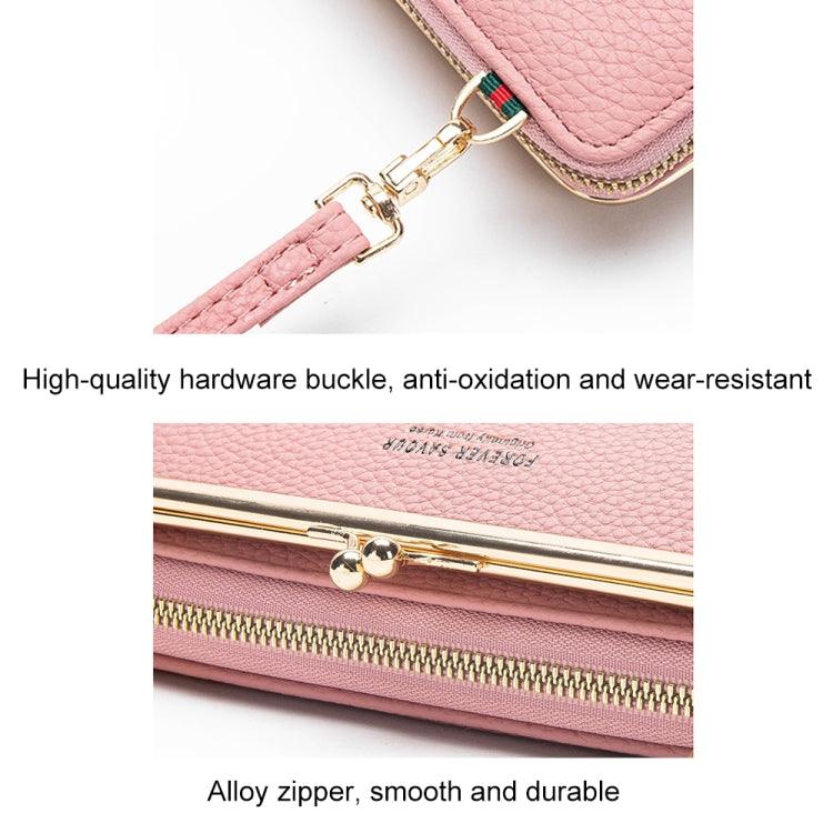 Embroidered Large Capacity Single-shoulder Phone Bag Crossbody Zipper Long Ladies Wallet, Color: Black