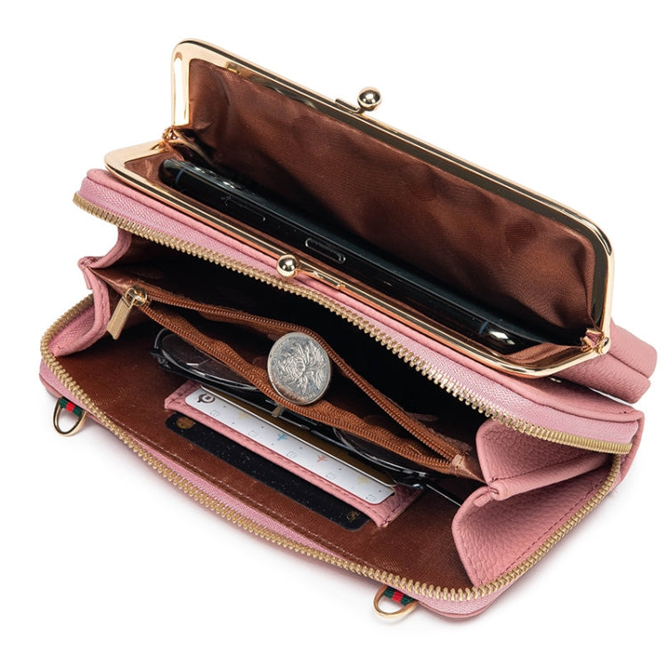 Embroidered Large Capacity Single-shoulder Phone Bag Crossbody Zipper Long Ladies Wallet, Color: Black