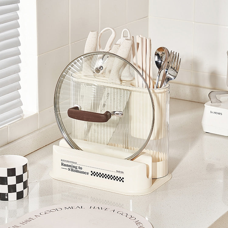 Cream Style Kitchen Storage Rack Knife Holder Chopping Board, Spec: Pot Lid Rack