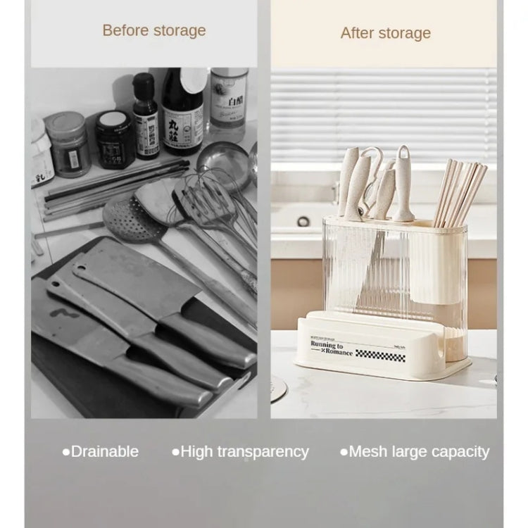 Cream Style Kitchen Storage Rack Knife Holder Chopping Board, Spec: 2 In 1