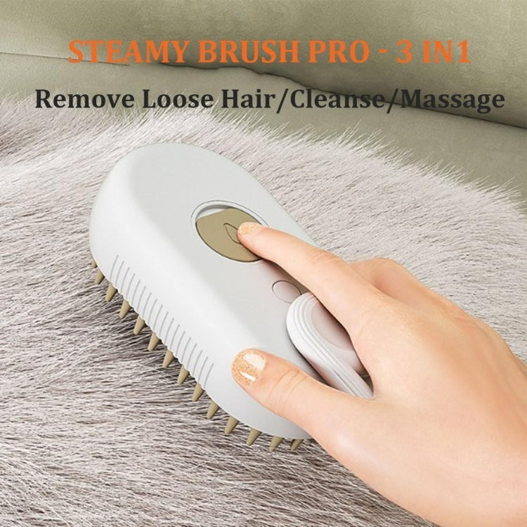 Pet Electric Spray Comb Rechargeable Cat Steamy Grooming Brush Cleaning Tool(White)