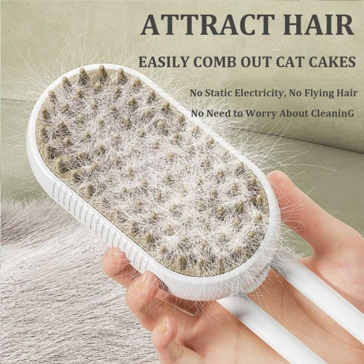 Pet Electric Spray Comb Rechargeable Cat Steamy Grooming Brush Cleaning Tool(White)