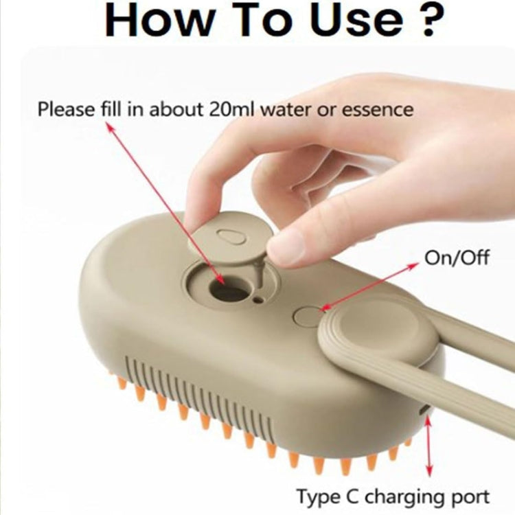 Pet Electric Spray Comb Rechargeable Cat Steamy Grooming Brush Cleaning Tool(White)