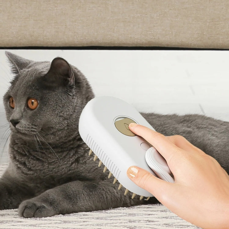 Pet Electric Spray Comb Rechargeable Cat Steamy Grooming Brush Cleaning Tool(White)