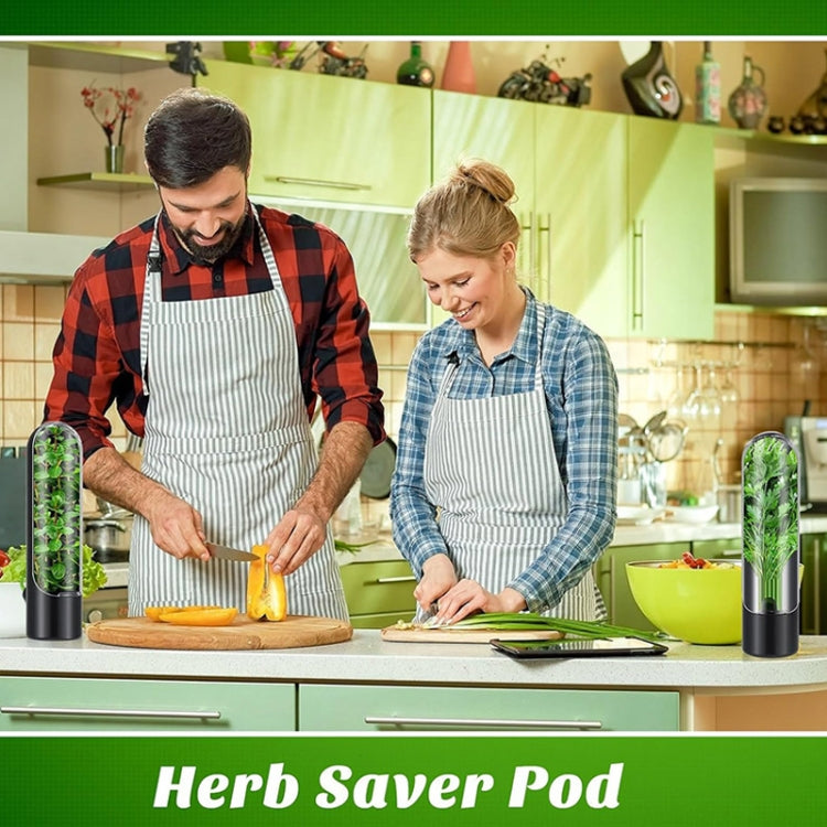 Herb Crisper Vegetable Keep Fresh Container Cilantro Herb Storage Container(Black)