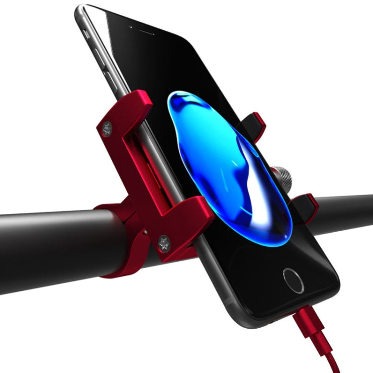 ENLEE Aluminum Alloy Phone Holder Bicycle Riding Fixed Navigation Mount(Red)