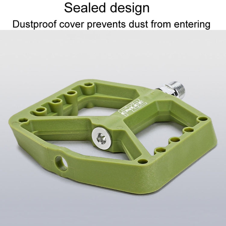 ENLEE F228 1pair Bicycle Nylon Pedals Mountain Bike Widened Riding Footrests(Olive Green)