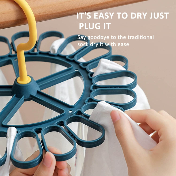 360 Degree Rotatable Sock Hanger With 20 Clips Round Laundry Drying Rack(White)