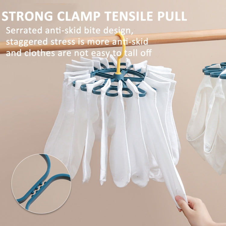 360 Degree Rotatable Sock Hanger With 20 Clips Round Laundry Drying Rack(White)