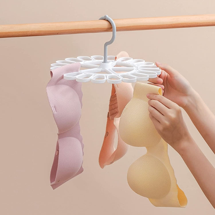 360 Degree Rotatable Sock Hanger With 20 Clips Round Laundry Drying Rack(White)