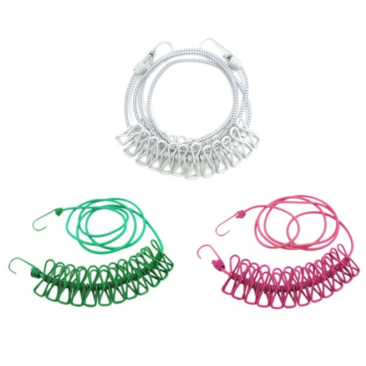 Outdoor Travel Retractable Windproof Clothesline with 12 Clips(White)