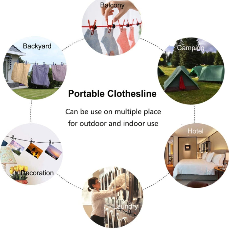 Outdoor Travel Retractable Windproof Clothesline with 12 Clips(Green)